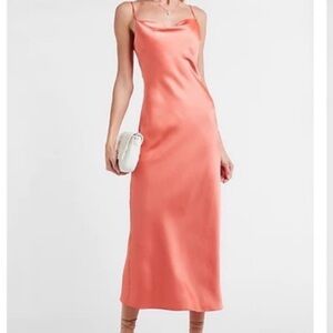 Express pink satin maxi dress
